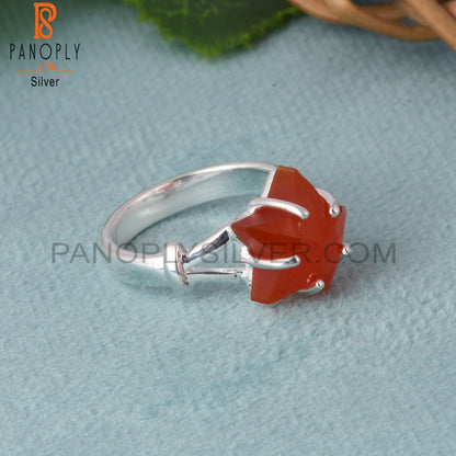 925 Sterling Silver Red Onyx Star Shape Ring