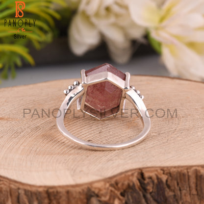 Strawberry Quartz 925 Silver Ring For Engagement