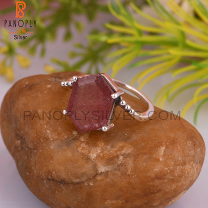 Strawberry Quartz 925 Silver Ring For Engagement