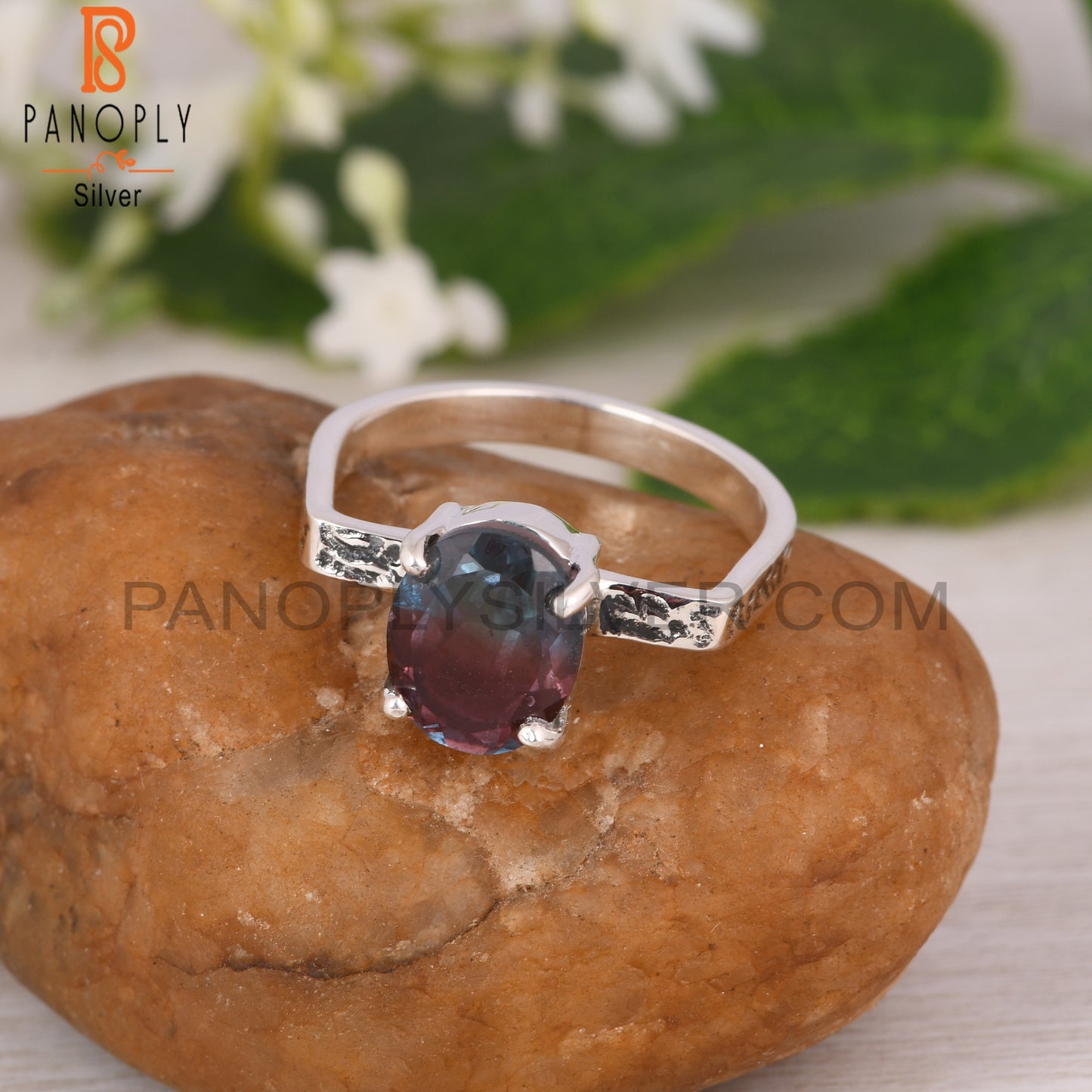 Bio Alexandrite Doublet Quartz 925 Silver Prong Set Ring