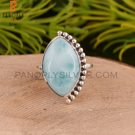 Larimar Marquise 925 Sterling Silver Wedding Ring