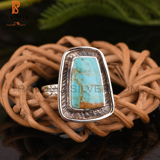 Kingman Turquoise Taper Shape 925 Silver Ring