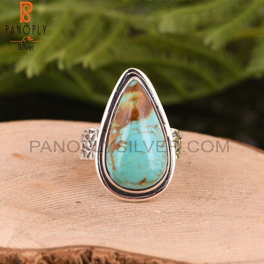 Kingman Turquoise Pear 925 Silver Ring