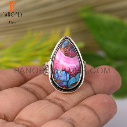 Mojave Copper Oyster Turquoise Pear Shape S 925 Purple Ring