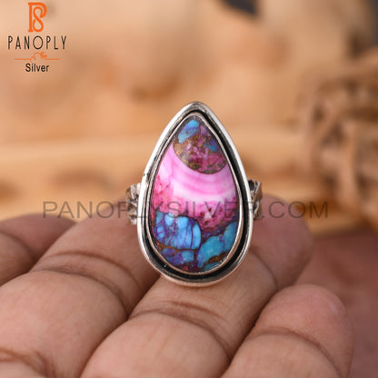 Mojave Copper Oyster Turquoise Pear Shape S 925 Purple Ring