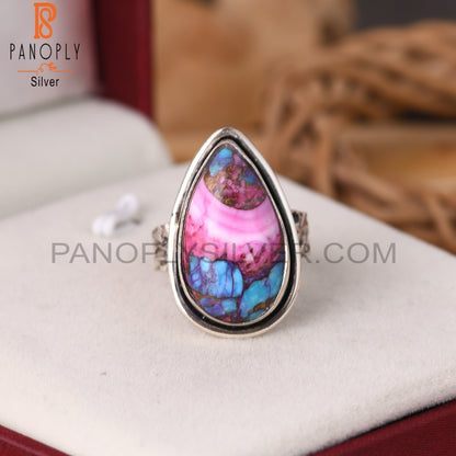 Mojave Copper Oyster Turquoise Pear Shape S 925 Purple Ring