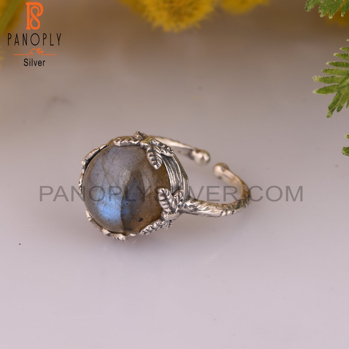 Labradorite Prong Set 925 Silver Ring