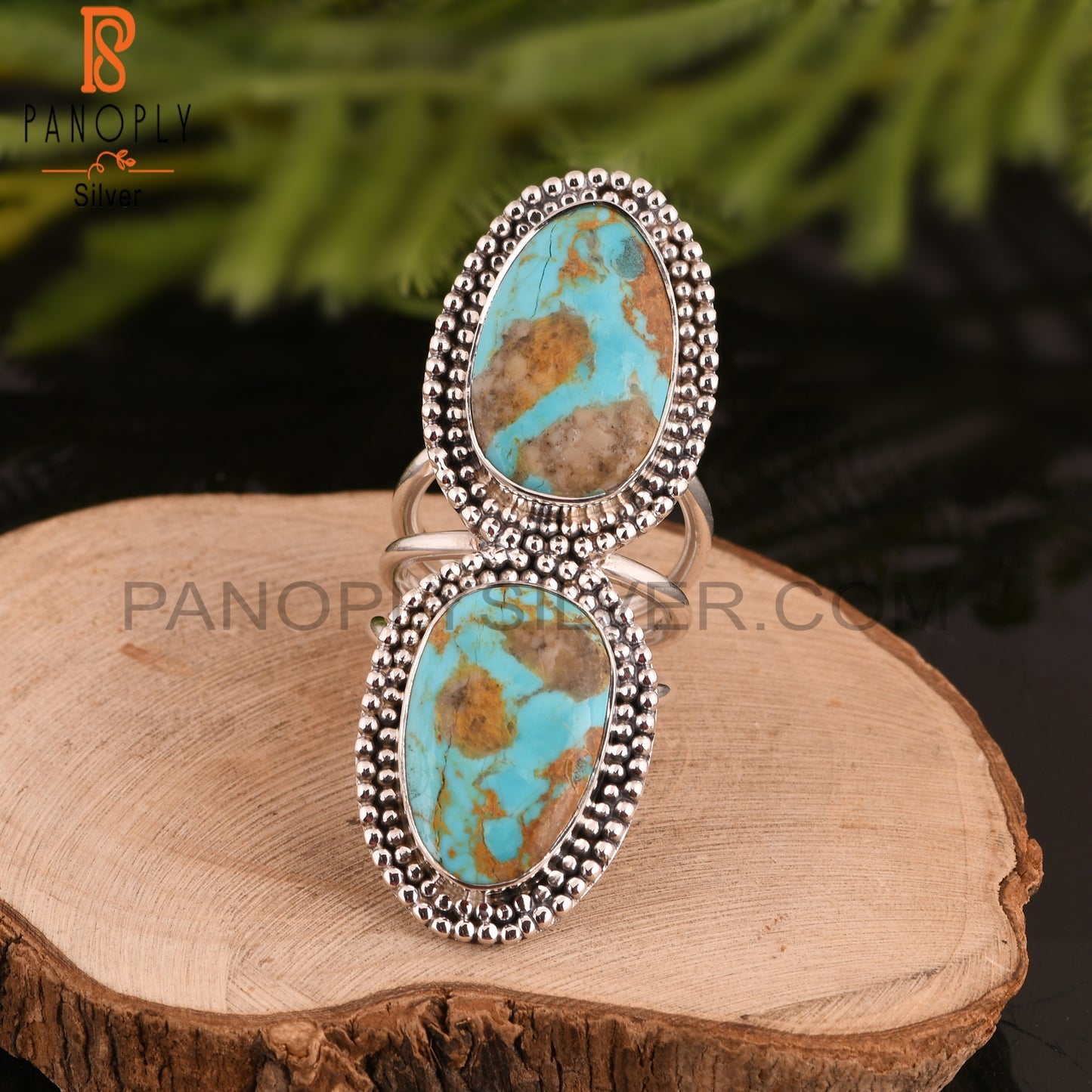 Kingman Turquoise 925 Silver Stackable Ring