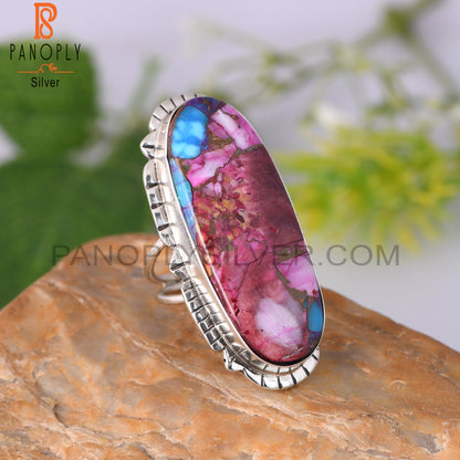 Mojave Copper Purple Oyster Turquoise Oval 925 Silver Ring