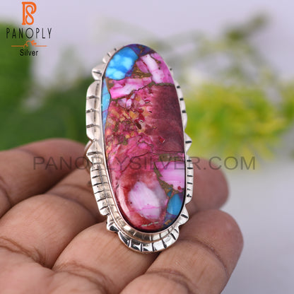 Mojave Copper Purple Oyster Turquoise Oval 925 Silver Ring