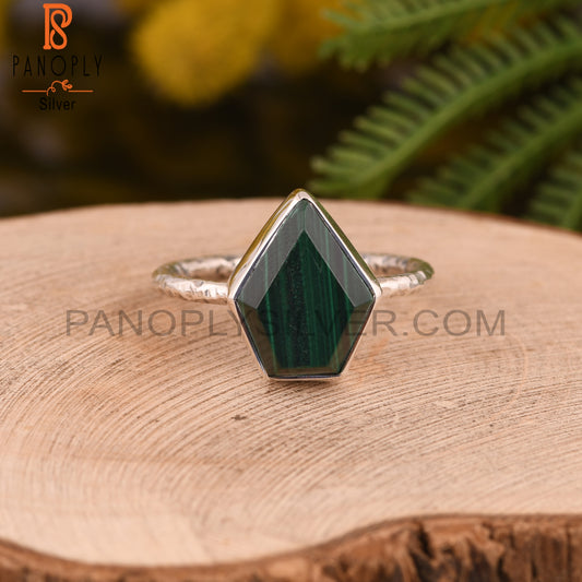 Malachite Pentagon 925 Silver Wedding Ring