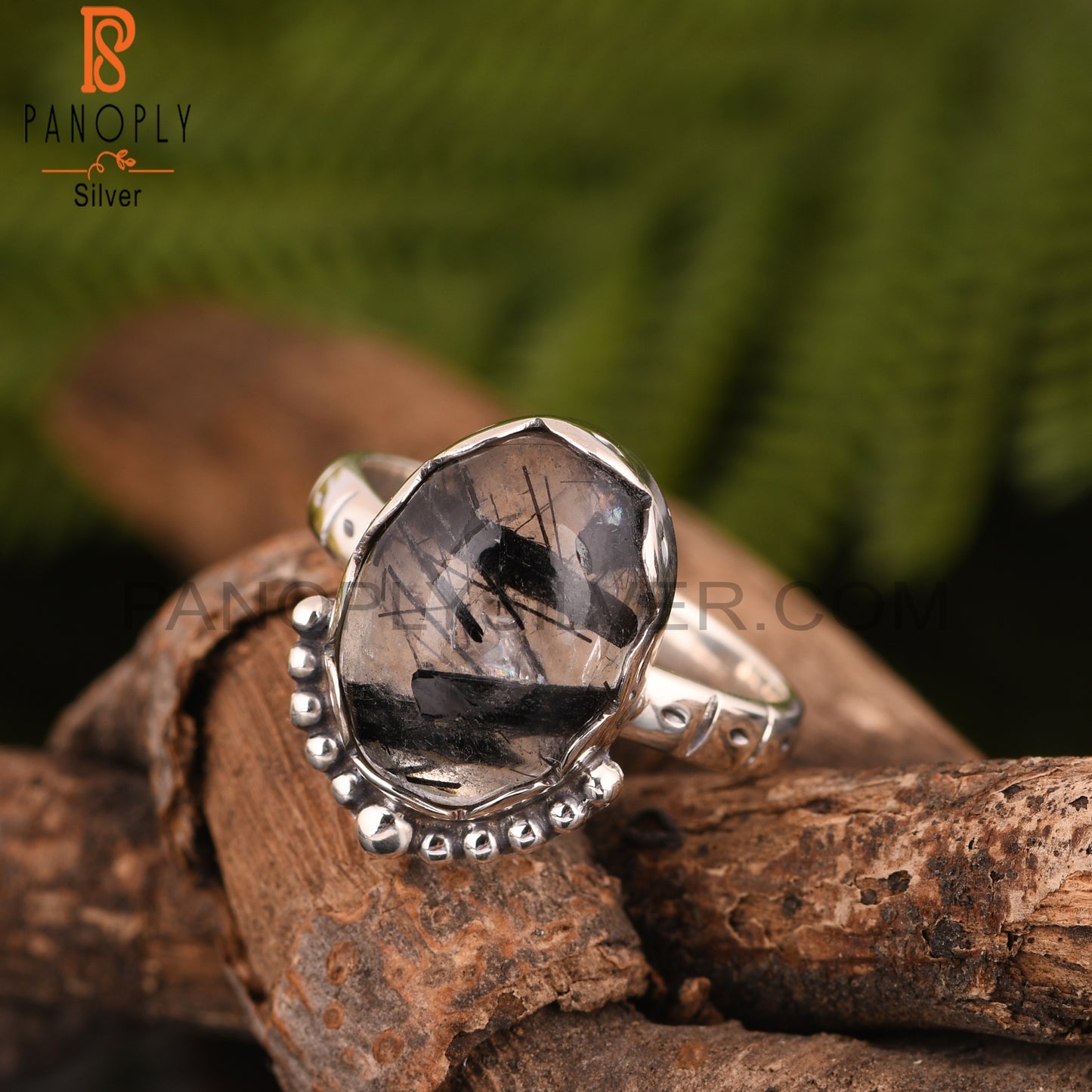 Black Rutile 925 Sterling Silver Ring