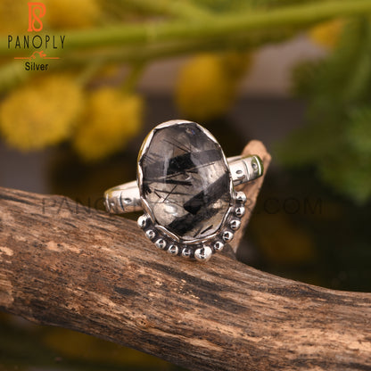 Black Rutile 925 Sterling Silver Ring