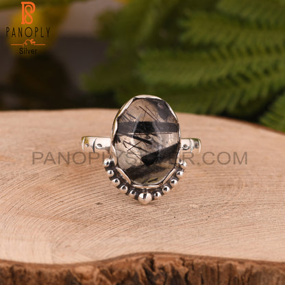 Black Rutile 925 Sterling Silver Ring