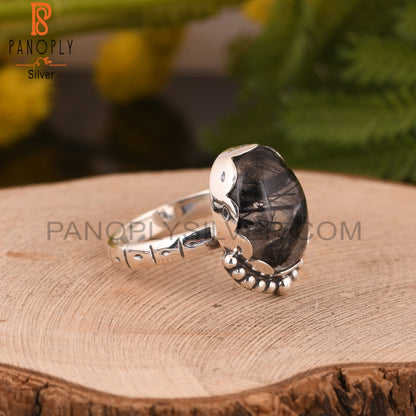 Black Rutile 925 Sterling Silver Ring