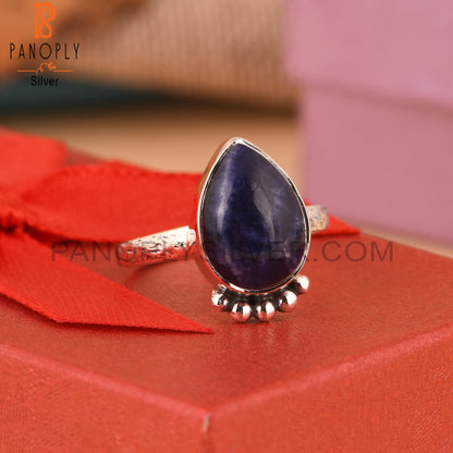 Pear Sodalite 925 Sterling Silver Ring