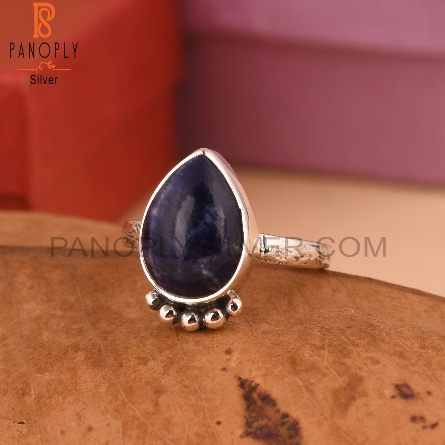 Pear Sodalite 925 Sterling Silver Ring