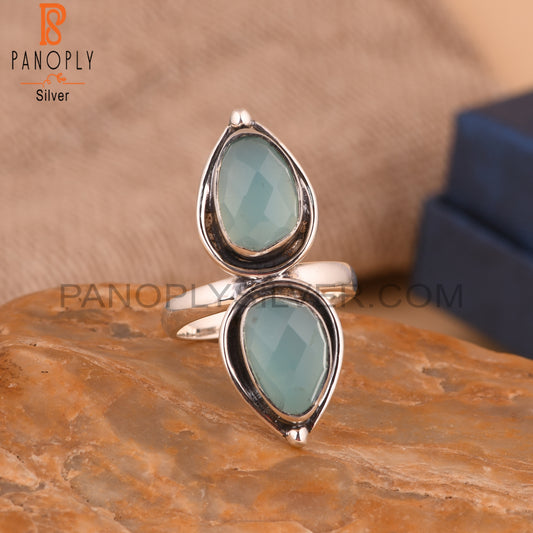 Aqua Chalcedony 925 Sterling Silver Ring