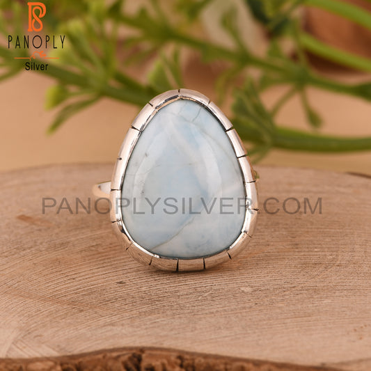 Attractive Larimar 925 Sterling Silver Wedding Band Ring