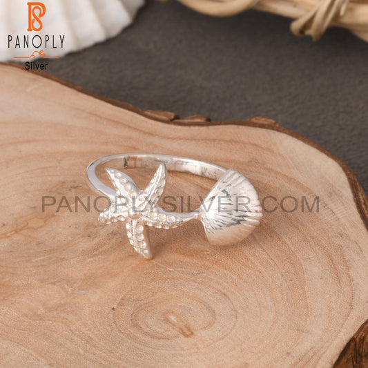 925 Sterling Silver Starfish Band Ring