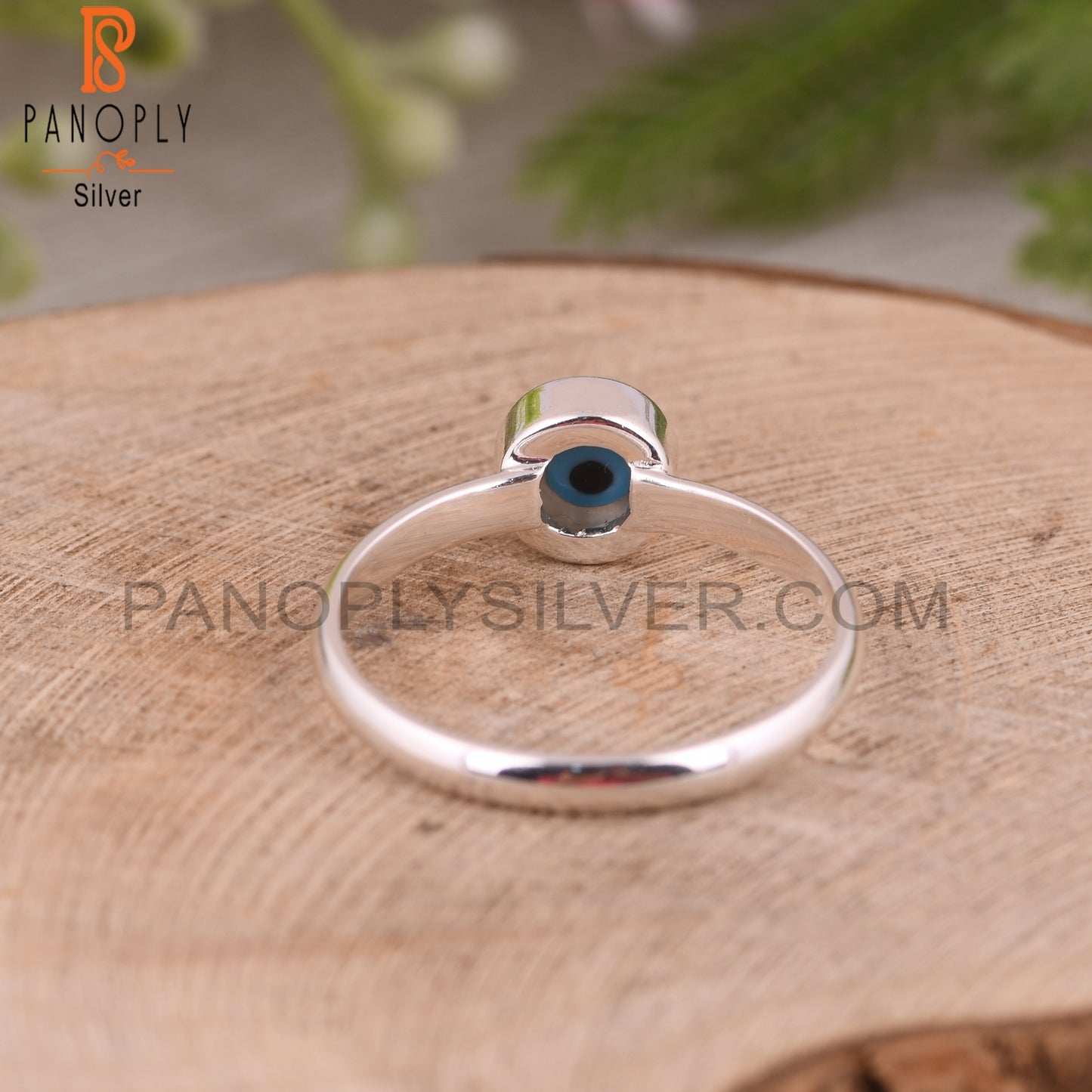 Mother of Pearl Evil Eye 925 Sterling Silver Ring