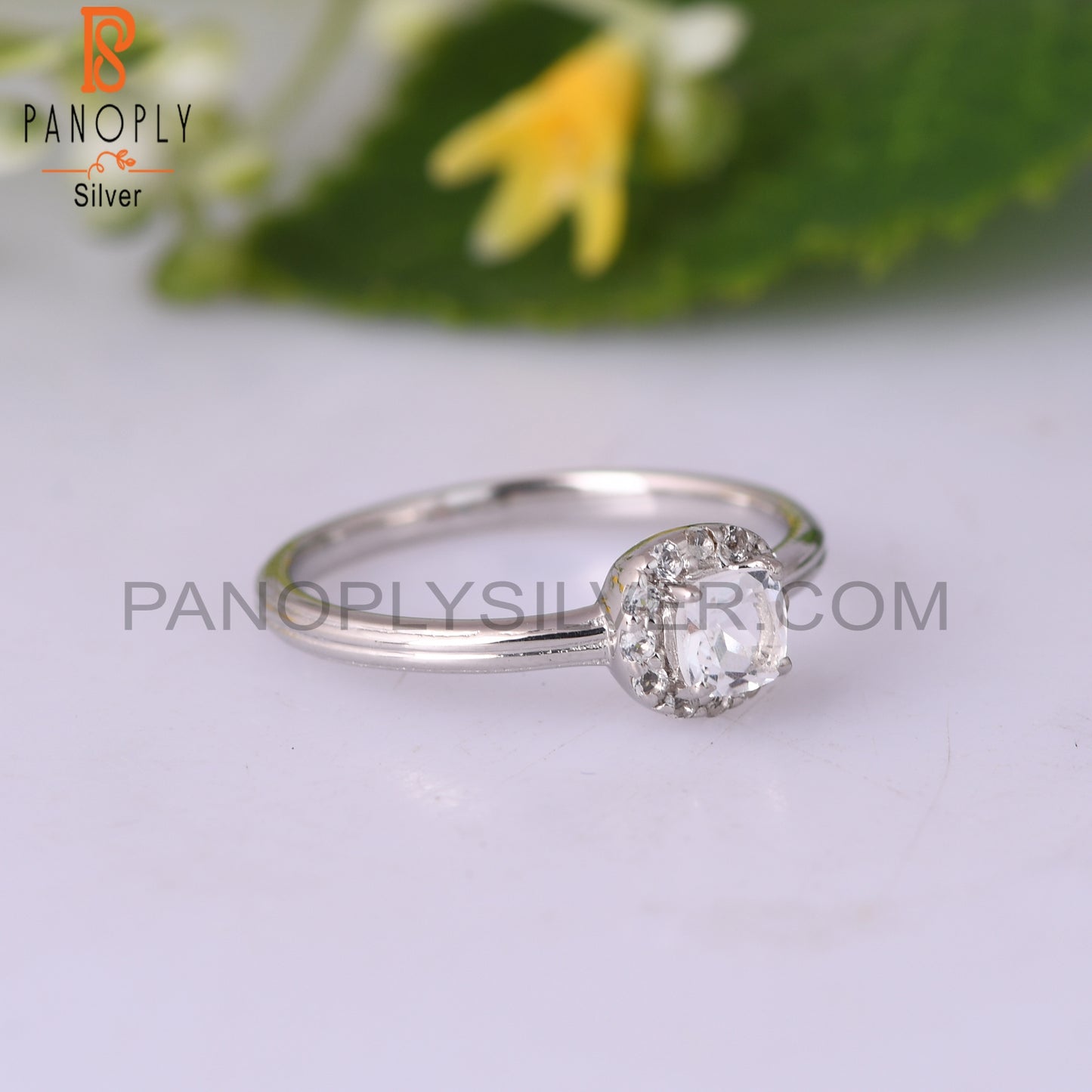 White Topaz & Crystal Quartz 925 Sterling Silver Ring