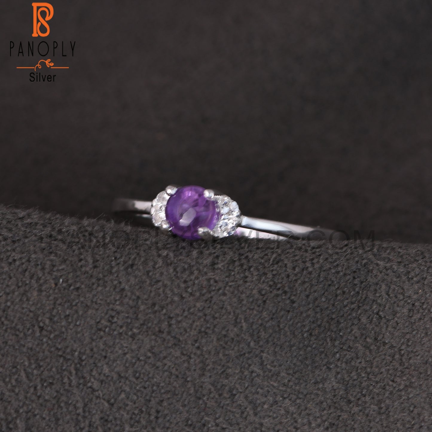 Amethyst & White Topaz 925 Sterling Silver Ring