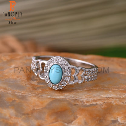 White Topaz & Arizona Turquoise 925 Sterling Silver Ring