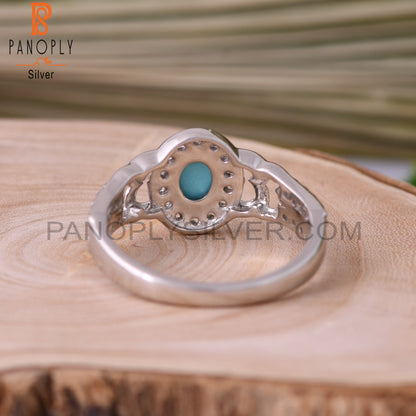 White Topaz & Arizona Turquoise 925 Sterling Silver Ring