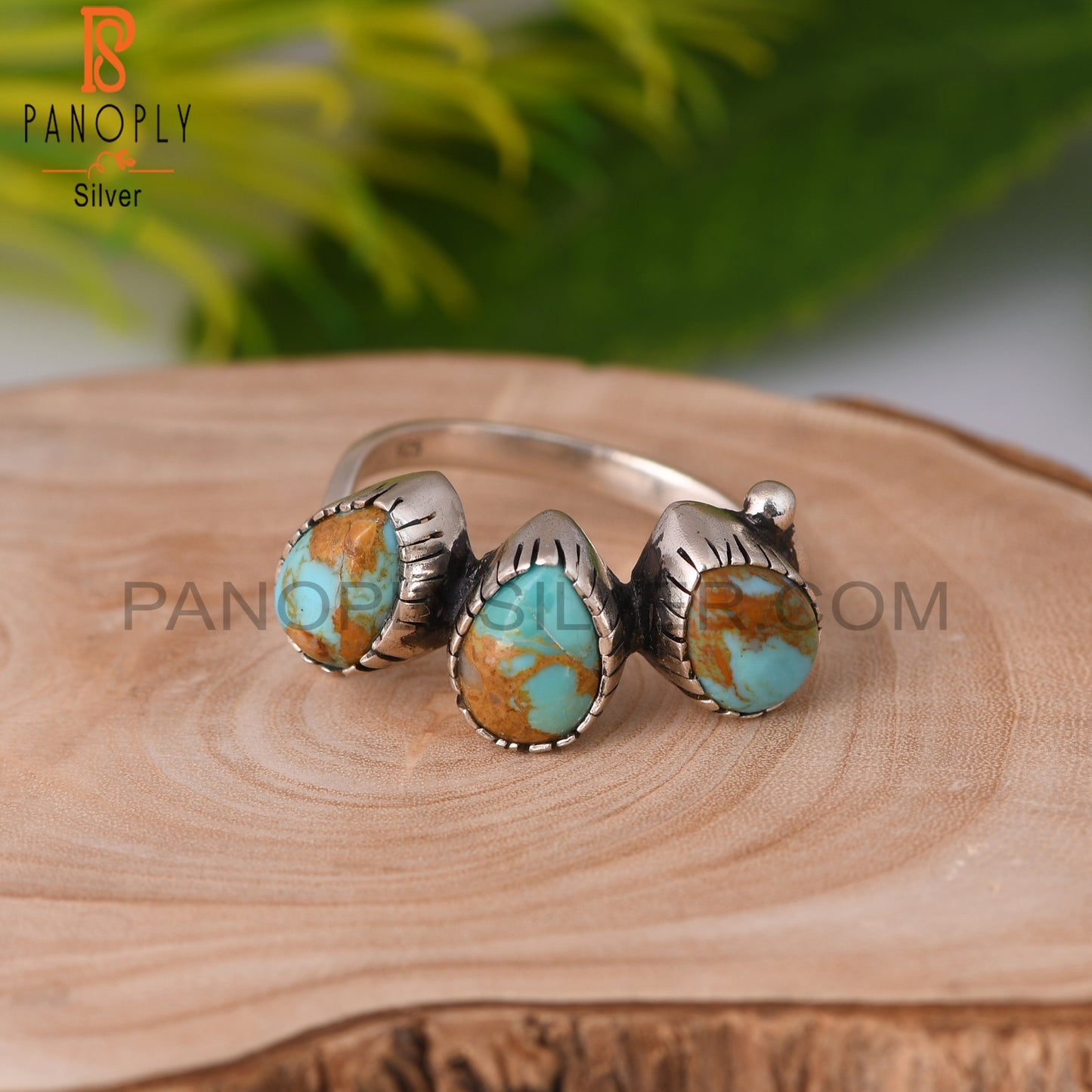 Kingman Turquoise Pear Sterling Silver Ring