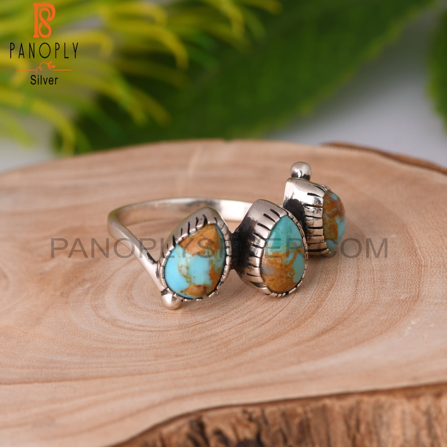 Kingman Turquoise Pear Sterling Silver Ring