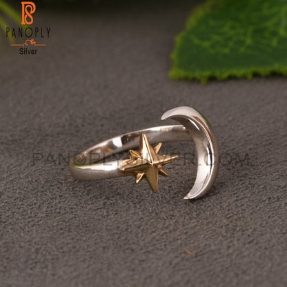 Star Moon Shape 925 Sterling Silver Ring