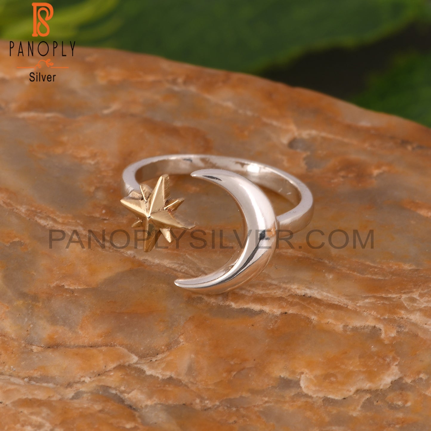 Star Moon Shape 925 Sterling Silver Ring