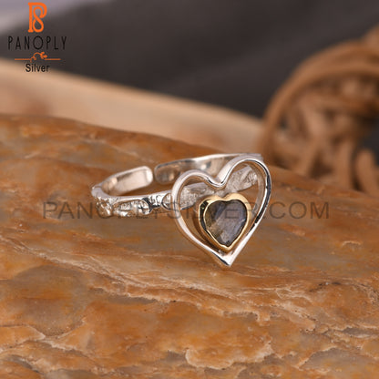 Labradorite Heart 925 Sterling Silver Ring