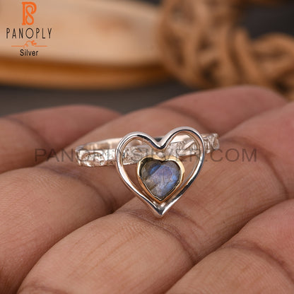 Labradorite Heart 925 Sterling Silver Ring