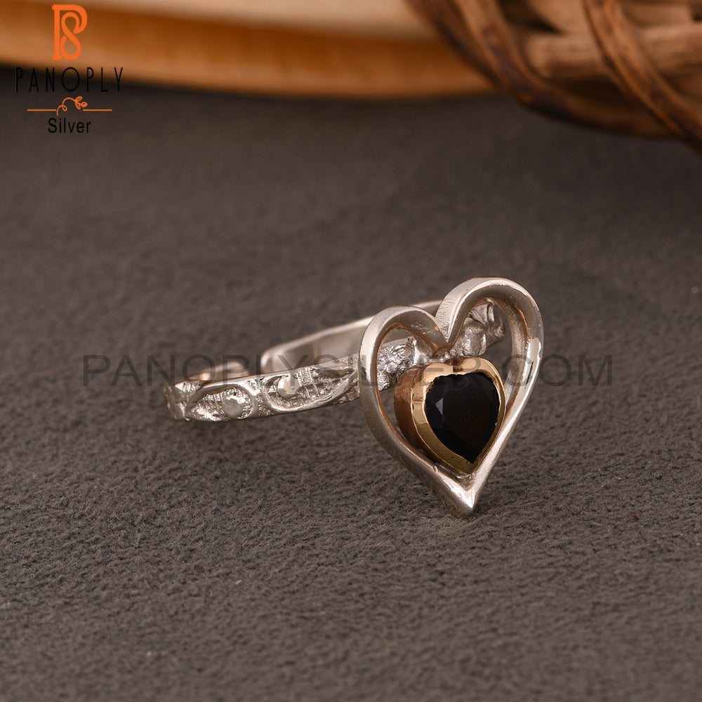 Black Onyx Heart 925 Sterling Silver Ring