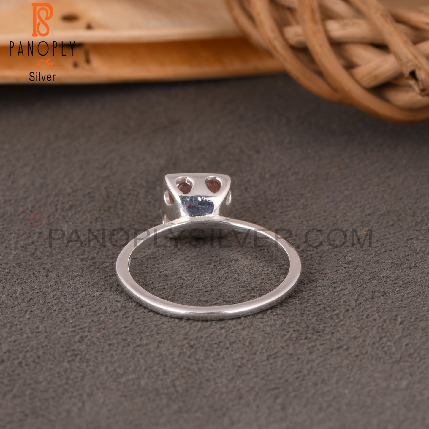 Strawberry Quartz Square 925 Sterling Silver Beautiful Ring