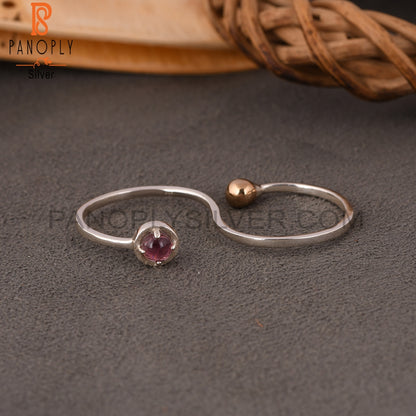 Pink Tourmaline 925 Sterling Silver S Shape Ring
