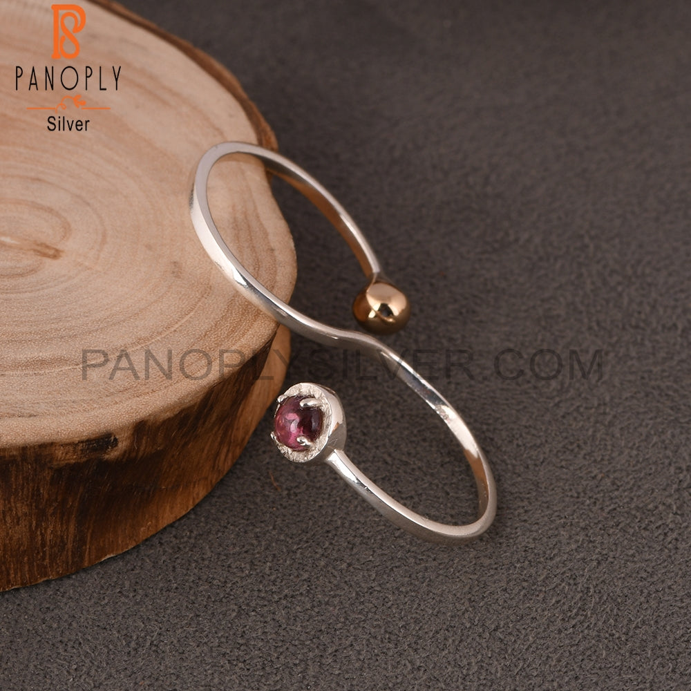 Pink Tourmaline 925 Sterling Silver S Shape Ring