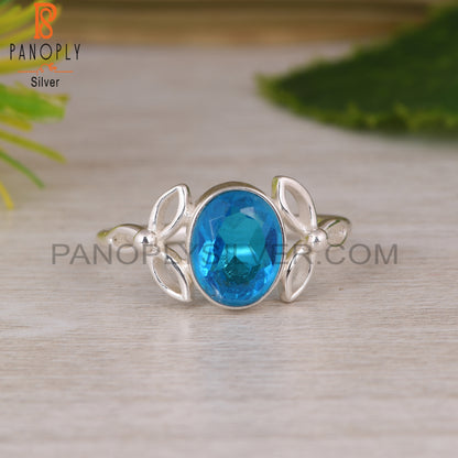 Doublet Aquamarine Quartz 925 Sterling Silver Ring