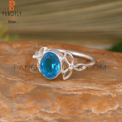 Doublet Aquamarine Quartz 925 Sterling Silver Ring