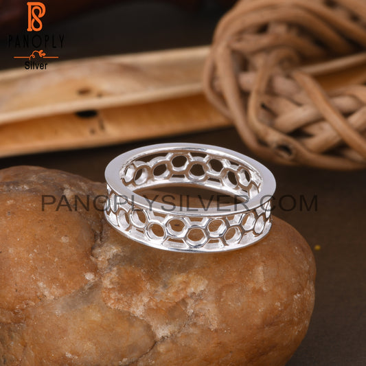 Handmade 925 Sterling Silver Plain Beehive Ring