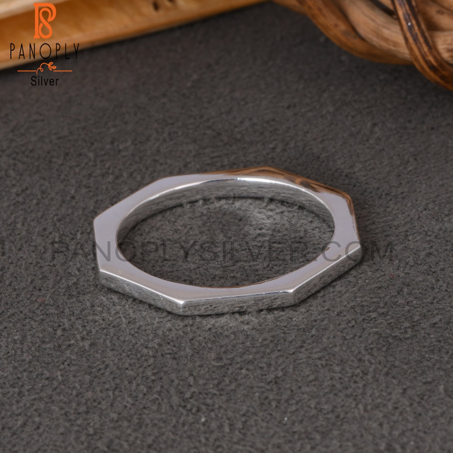 Minimalist 925 Sterling Silver Octagon Shape Ring