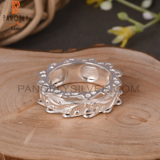 Handmade 925 Sterling Silver Floral Pattern Ring