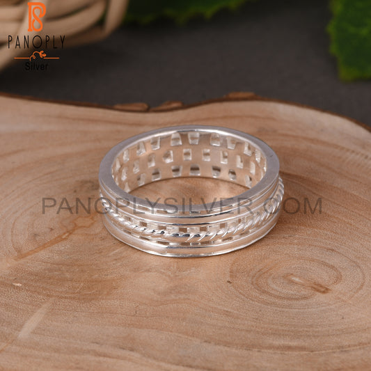 Spinner Texture 925 Sterling Silver Ring For Girls