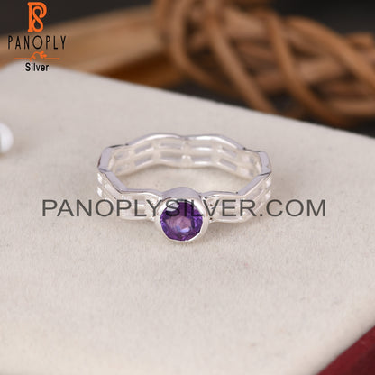 Amethyst Round 925 Sterling Silver Ring