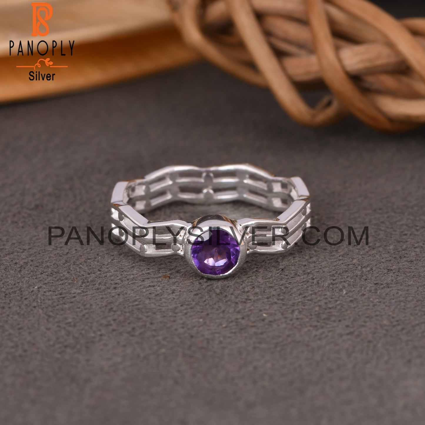 Amethyst Round 925 Sterling Silver Ring