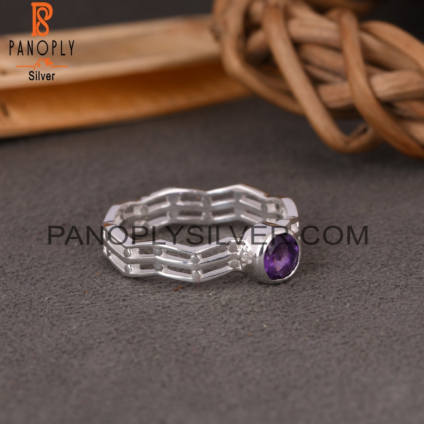 Amethyst Round 925 Sterling Silver Ring