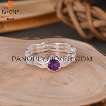 Amethyst Round 925 Sterling Silver Ring