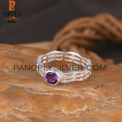 Amethyst Round 925 Sterling Silver Ring